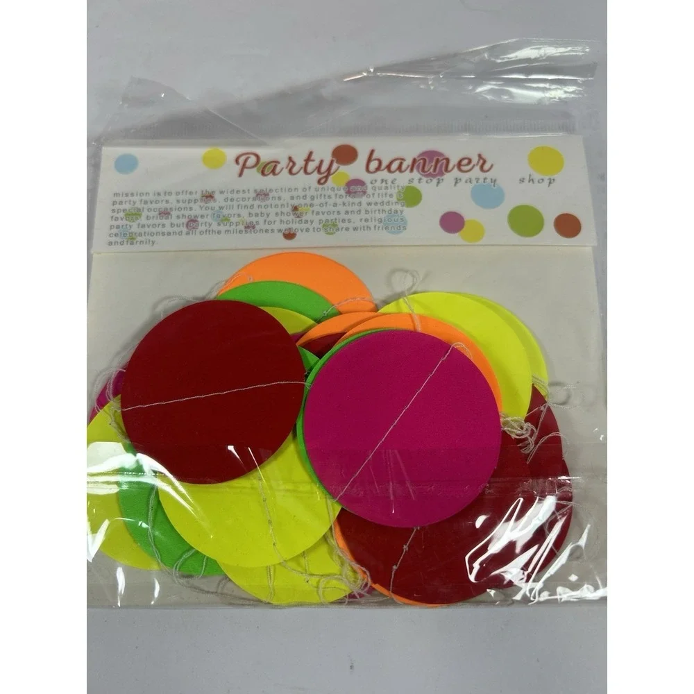 3pack Stars & Circles Black Light Reactive UV Glow Party Banner Garland